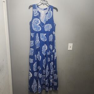 Lilly Pulitzer Sydnee Blue and White Seashell Maxi Dress Size M